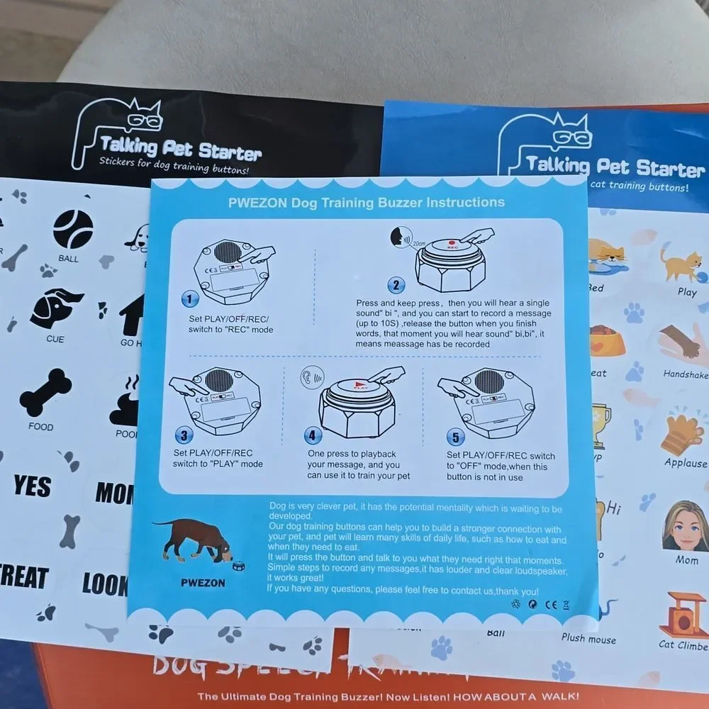 Recordable Dog Buttons for Communication set 6, DOG TRAINING PRACTICE! ZWMBYN